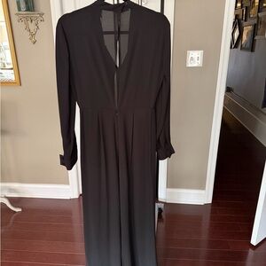 BCBGMaxAzria Black Long-Sleeve One piece Pant Suit with V-Back